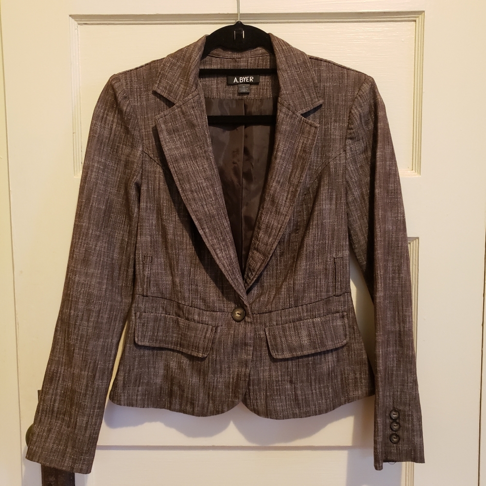 A. Byer Brown Twill Blazer